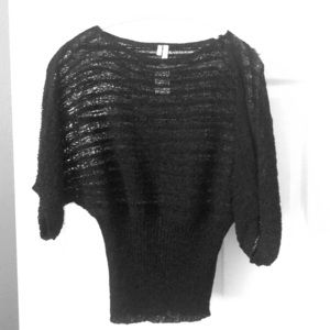 Black soft mesh top cinched waist